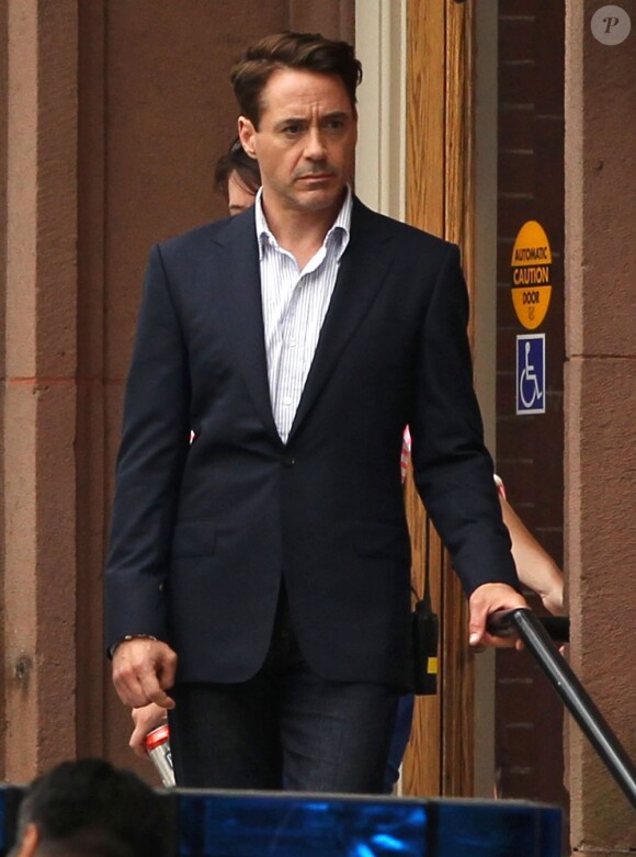 Robert Downey Jr. sur le tournage du film The Judge le 6 juin 2013 dans le Massachusetts