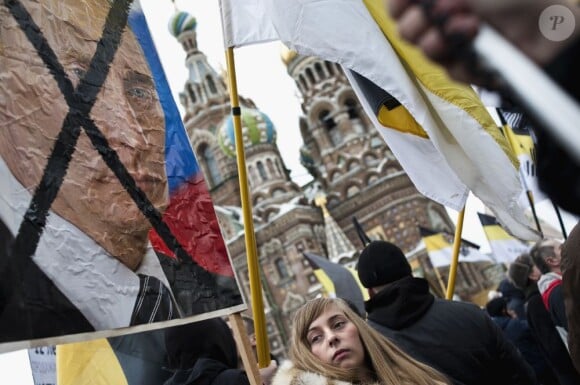 Manifestation anti-Poutine à Saint Petersburg, le 25 février 2012.