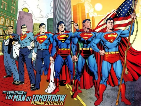 Evolution des Superman en bande-dessinée.