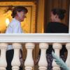 Albert de Monaco, Caroline de Hanovre et Stéphanie de Monaco assistent à la première partie des fêtes de la Saint-Jean, depuis le balcon du palais, le dimanche 23 juin 2013.