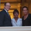 Albert de Monaco et ses soeurs Caroline de Hanovre et Stéphanie de Monaco assistent à la première partie des fêtes de la Saint-Jean, depuis le balcon du palais, le dimanche 23 juin 2013.