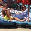 Christian Audigier et sa fiancée Nathalie Sorensen en vacances à Mykonos le 24 juin 2013.
