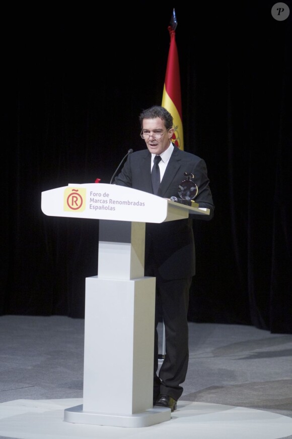 Antonio Banderas en plein discours pour l'événement "Brand Ambassadors" à Madrid le 12 février 2013