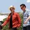 Le chanteur Bono, sa femme et Larry Mullen arrivent au Club 55, plage de Pampelonne à Ramatuelle, le 04 juillet 2013.