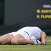 Marion Bartoli lors de sa victoire en demi-finale de Wimbledon face à Kirsten Flipkens au All England Lawn Tennis and Croquet Club de Londres, le 4 juillet 2013