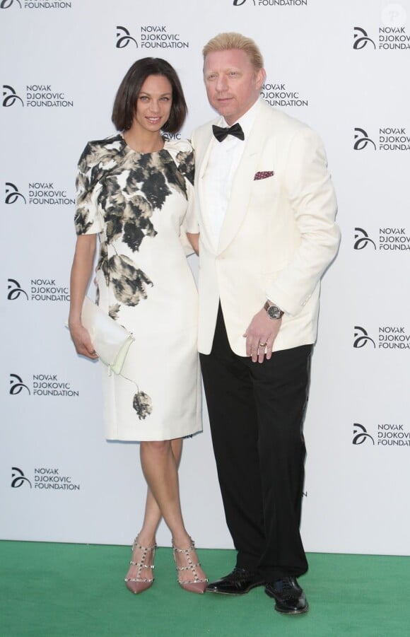 Boris Becker et sa compagne Lilly Kerssenberg lors du dîner organisé pour récolter des fonds en faveur de la Fondation Novak Djokovic le 8 juillet 2013 à la Roundhouse de Camden à Londres