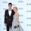 Novak Djokovic et sa compagne Jelena Ristic lors du dîner organisé pour récolter des fonds en faveur de la Fondation Novak Djokovic le 8 juillet 2013 à la Roundhouse de Camden à Londres