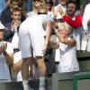 Judy Murray lors de la finale victorieuse de son fils Andy à Wimbledon le 7 juillet 2013 à Londres