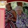 La reine Elizabeth II a fait un petit tour dans les environs du château de Windsor à bord de la barge Gloriana, le 9 juillet 2013, en compagnie de ses fils Andrew et Edward et de sa belle-fille Sophie de Wessex.