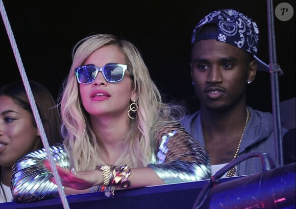 Trey Songz et Rita Ora assistent au concert de Justin Timberlake lors du Yahoo! Wireless Festival à Londres, le 12 juillet 2013.