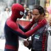 Andrew Garfield et Jamie Foxx sur le tournage de The Amazing Spider-Man 2 à New York le 28 avril 2013.