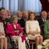 La reine Fabiola, la princesse Mathilde et la reine Paola de Belgique - Cérémonie d'abdication du roi Albert II de Belgique au palais de Bruxelles, le 21 juillet 2013.