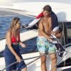 Rafael Nadal avec ses proches sur son bateau ancré au large de Majorque, le 24 juillet 2013