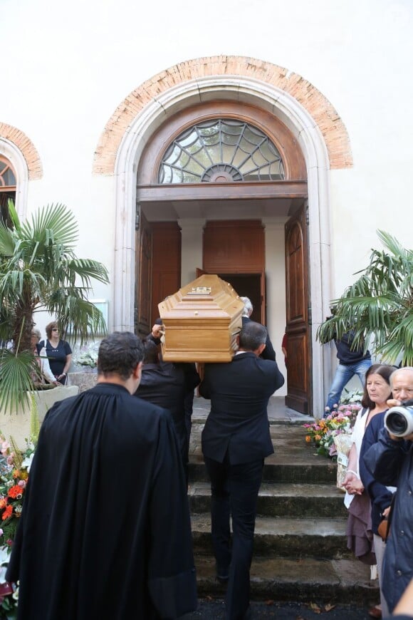 Les funérailles de l'actrice Bernadette Lafont au temple de Saint-André-de-Valborgne dans le Gard le 29 juillet 2013