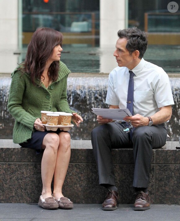 Ben Stiller et Kristen Wiig sur le tournage du film La vie rêvée de Walter Mitty à New York le 15 mai 2013.