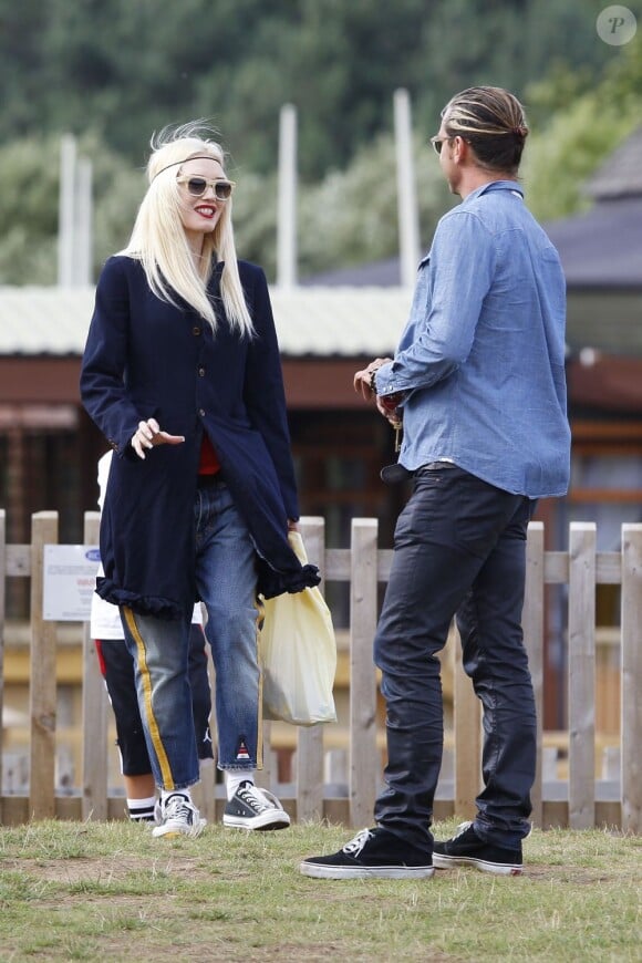 Gwen Stefani et Gavin Rossdale, époux et parents détendus au cours d'une journée en famille au Woburn Safari Park. Woburn, le 31 juillet 2013.