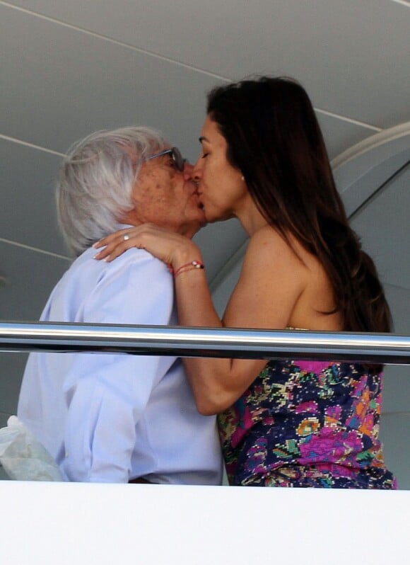 Bernie Ecclestone et sa très jeune épouse Fabiana Flosi, amoureux à Trogir en Croatie le 1er août 2013