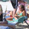 Sylvie van der Vaart profite de ses vacances sur la plage de Pampelonne à Saint-Tropez le ler août 2013