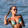 Sylvie van der Vaart profite de ses vacances sur la plage de Pampelonne à Saint-Tropez le ler août 2013