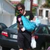 Exclusif - Perez Hilton et son fils Mario Lavandeira III se promènent à Hollywood, le 4 août 2013.