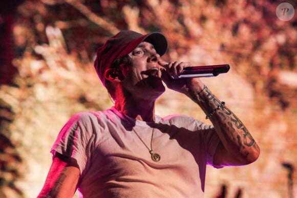 Eminem anime la soirée des 30 ans de G-Shock à New York. Le 7 août 2013.