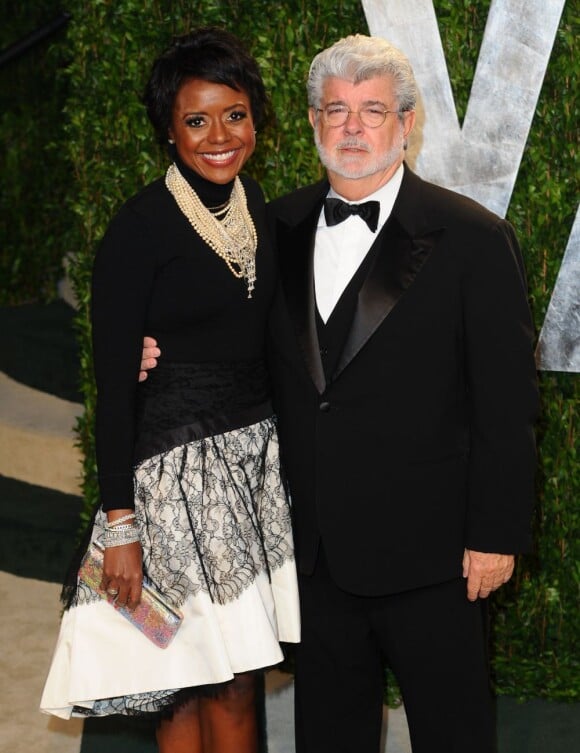 George Lucas et Mellody Hobson lors de la Vanity Fair Oscar Party 2012 à Los Angeles, le 26 février.