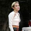 Miley Cyrus se rend dans un studio d'enregistrement à Los Angeles pour apporter les touches finales à son album, Bangerz. Le 13 août 2013.