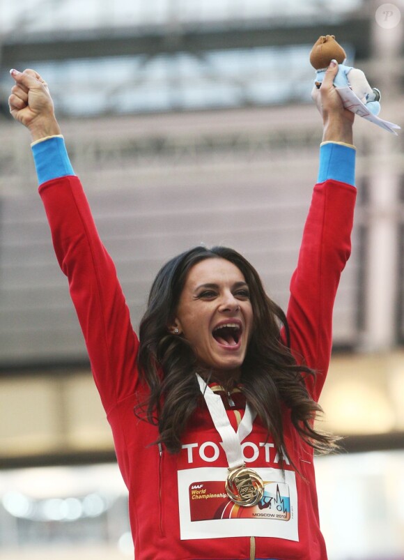 Yelena Isinbayeva aux championnats du monde d'athlétisme à Luzhniki le 13 août 2013.
