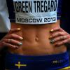 Les ongles d'Emma Green Tregaro aux couleurs de l'ar-en-ciel lors des championnats du monde d'athlétisme à Moscou en août 2013. La Suédoise montre son opposition à la récente loi russe contre la "propagande" homosexuelle.