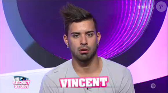Vincent dans la quotidienne de Secret Story 7 sur TF1 le vendredi 23 août 2013