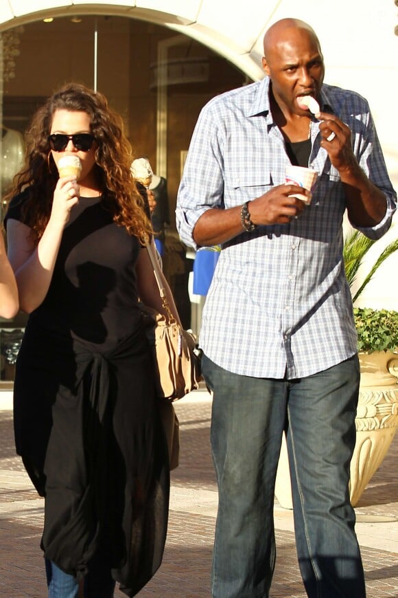 Khloé Kardashian et Lamar Odom à Calabasas, juillet 2012.