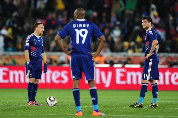 Franck Ribéry, Abou Diaby et André-Pierre Gignac à Polokwane, le 17 juin 2010.