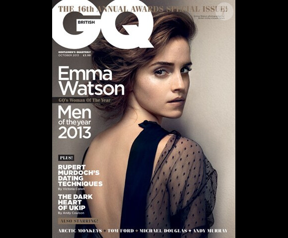 Emma Watson en couverture du numéro consacré aux Hommes de l'Année du magazine GQ. Octobre 2013.