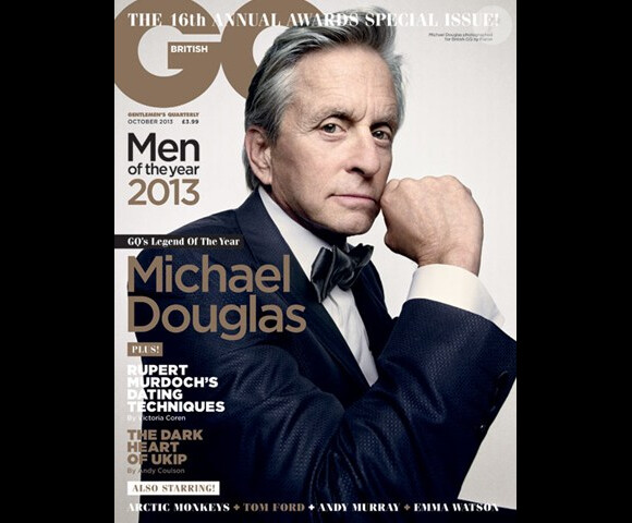 Michael Douglas en couverture du numéro consacré aux Hommes de l'Année du magazine GQ. Octobre 2013.