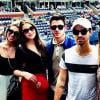Nick Jonas et sa chérie Olivia Culpo posent avec Joe Jonas et sa compagne Blanda Eggenschwiler, à l'US Open le 3 septembre 2013.