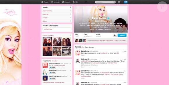 Le compte Twitter de Zahia Dehar