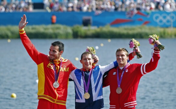 Ed McKeever, Saul Craviotto et Mark de Jonge lors des Jeux Olympiques de Londres le 11 août 2012.