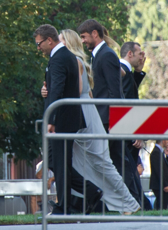 Andriy Chevtchenko et Paolo Maldini lors du mariage de l'ancien dirigeant du PSG Leonardo avec Anna Billo à Osnago en Italie, le 7 septembre 2013