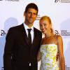Novak Djokovic et sa compagne Jelena Ristic lors du dîner de gala de la Novak Djokovic Foundation au Capitale. New York, le 10 septembre 2013.