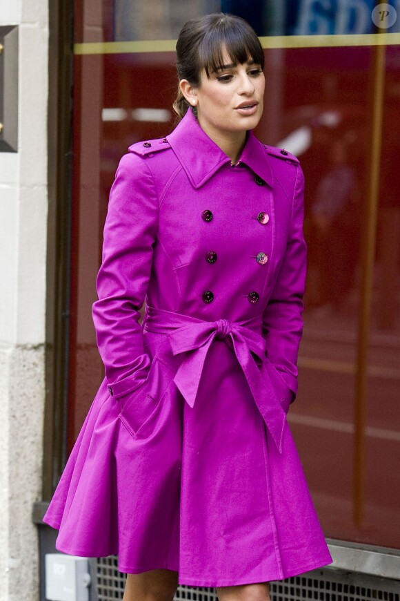 Lea Michele tourne une scène de la 5e saison de Glee à New York, le 9 septembre 2013.
