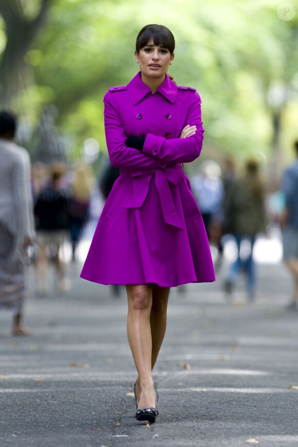 Lea Michele tourne une scène de la 5e saison de Glee à New York, le 9 septembre 2013.