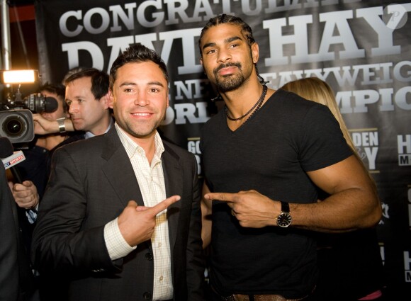 Oscar De La Hoya et David Haye à Las Vegas, le 14 novembre 2009.
