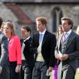 Prince Harry lors du mariage de Lady Laura Marsham et James Meade à Norfolk, le 14 septembre 2013.