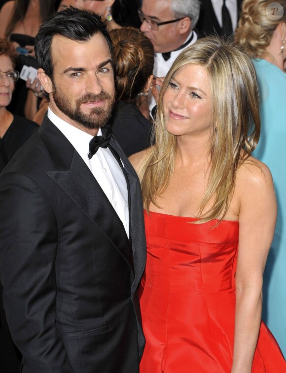 Jennifer Aniston et Justin Theroux lors de la 85e cérémonie des Oscars à Hollywood le 24 février 2013