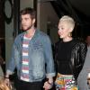 Miley Cyrus et Liam Hemsworth arrivant à l'anniversaire de la soeur de Miley, Noah, le 8 janvier 2013 à Los Angeles