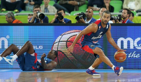 Tony Parker, déterminé lors de la demi-finale de l'EuroBasket à Ljubljana face à l'Espagne, le 20 septembre 2013