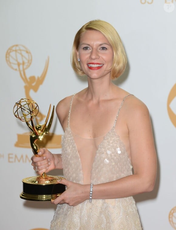 Claire Danes avec son Emmy Award de meilleure actrice à Los Angeles le 22 septembre 2013