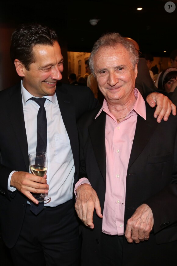Exclusif - Daniel Prevost et Laurent Gerra pour la présentation de son téléfilm "L'escalier de fer", au Forum de l'image à Paris le 23 septembre 2013