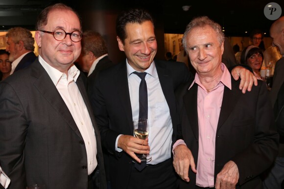 Exclusif - Jacques Santamaria, Daniel Prevost et Laurent Gerra lors de la présentation de son téléfilm "L'escalier de fer", au Forum de l'image à Paris le 23 septembre 2013