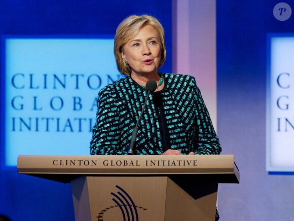 Bill Clinton, Hillary et leur fille Chelsea  à la réunion du Clinton Global Initiative Annual Meeting, à New York, le 24 septembre 2013.